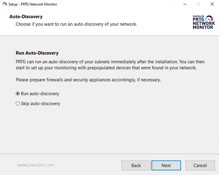 Setup Dialog: Run or Skip Auto-Discovery